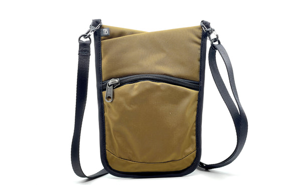 The front of the P.I.K.A. Pouch in Coyote (light brown) 210 Ballistic.